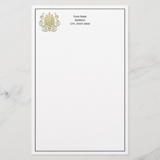 Vintag Art Deco Gold Plume Arabesque Briefpapier (Vorderseite)