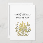 Vintag Art Deco Gold Plume Arabesque Einladung (Vorne/Hinten)