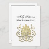 Vintag Art Deco Gold Plume Arabesque Einladung (Vorne/Hinten)