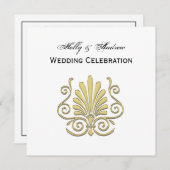 Vintag Art Deco Gold Plume Arabesque Einladung (Vorne/Hinten)