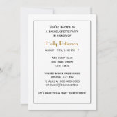 Vintag Art Deco Gold Plume Arabesque Einladung (Rückseite)