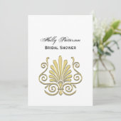 Vintag Art Deco Gold Plume Arabesque Einladung (Stehend Vorderseite)