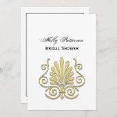 Vintag Art Deco Gold Plume Arabesque Einladung (Vorne/Hinten)