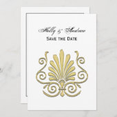 Vintag Art Deco Gold Plume Arabesque Einladung (Vorne/Hinten)