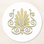 Vintag Art Deco Gold Plume Arabesque Runder Pappuntersetzer (Vorderseite)