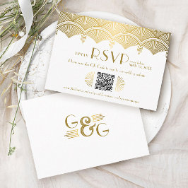 Vintag Art Deco Gold Wedding QR Code UAWG Begleitkarte