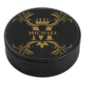 Vintag Art Deco Golden Name Monogram Eishockey Puck (3/4)