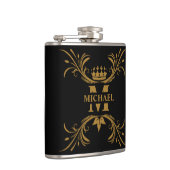 Vintag Art Deco Golden Name Monogram Flachmann (Rechts)