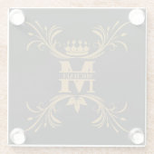 Vintag Art Deco Golden Name Monogram Glasuntersetzer (Rückseite)