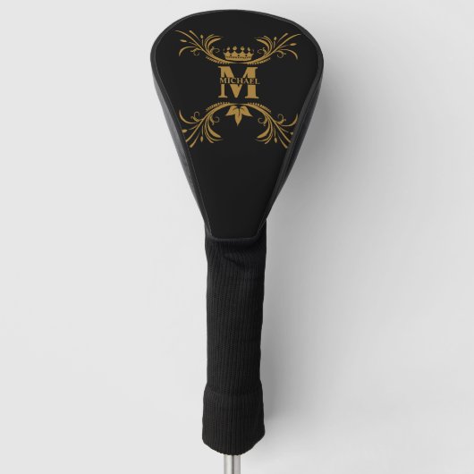 Vintag Art Deco Golden Name Monogram Golf Headcover (Vorderseite)