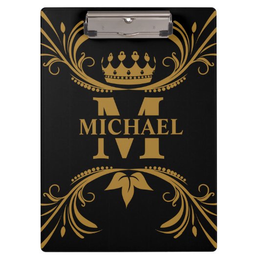 Vintag Art Deco Golden Name Monogram Klemmbrett (Vorderseite)