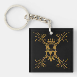 Vintag Art Deco Golden Name Monogram Schlüsselanhänger