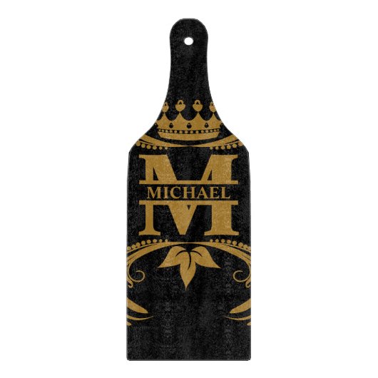 Vintag Art Deco Golden Name Monogram Schneidebrett (Vorderseite)