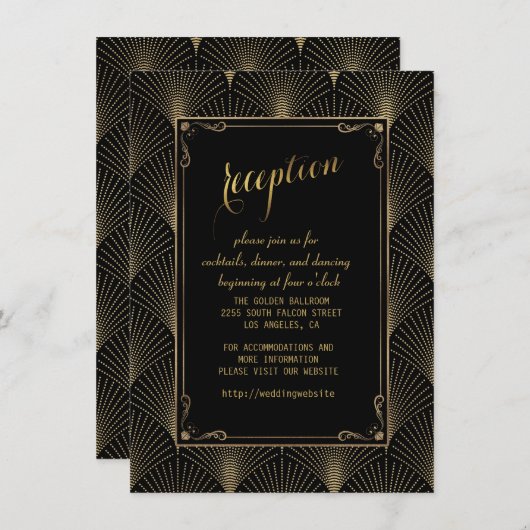 Vintag Art Deco Great Gatsby Hochzeitsempfang Einladung (Vorne/Hinten)