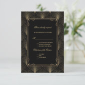 Vintag Art Deco Great Gatsby Wedding RSVP Karte (Stehend Vorderseite)