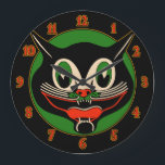 Vintag Art Deco Halloween Cat Große Wanduhr<br><div class="desc">Vintag Art Deco Halloween Cat Large Clock</div>