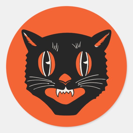 Vintag Art Deco Halloween Cat Sticker (Vorderseite)