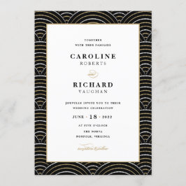 Vintag Art Deco Hochzeit Einladung Black Gold