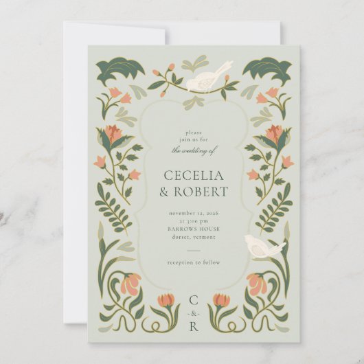 Vintag Art Deco Hochzeitseinladung Einladung (Vorderseite)