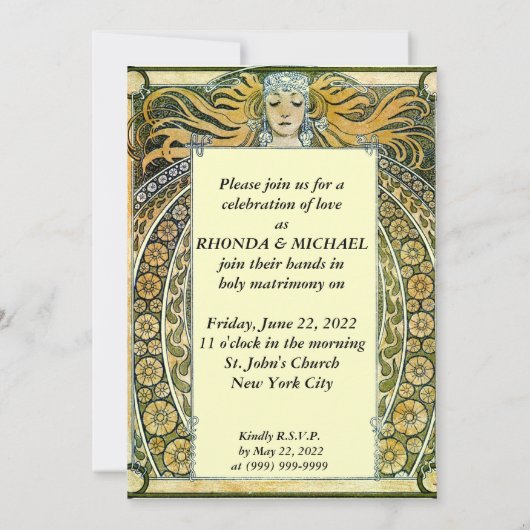 Vintag Art Deco Hochzeitseinladung Einladung (Rückseite)