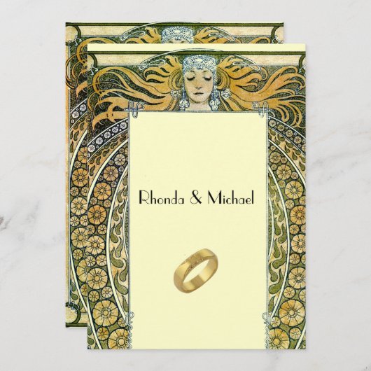 Vintag Art Deco Hochzeitseinladung Einladung (Vorne/Hinten)