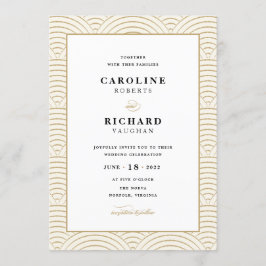 Vintag Art Deco Hochzeitseinladung Elfenbein Gold Einladung