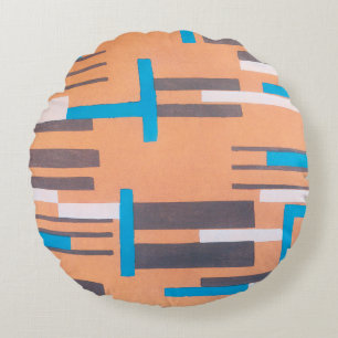 Vintag Art Deco Jazz Pochoir, geometrisches Muster Rundes Kissen