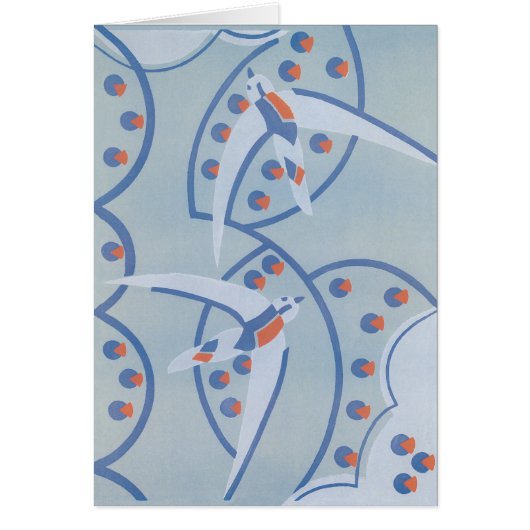 Vintag Art Deco Jazz Pochoir Vögel Tiermuster (Vorne)