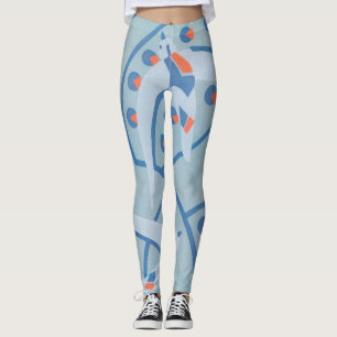 Vintag Art Deco Jazz Pochoir Vögel Tiermuster Leggings