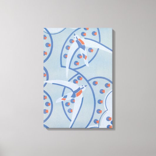 Vintag Art Deco Jazz Pochoir Vögel Tiermuster Leinwanddruck (Vorderseite)