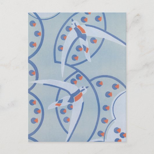 Vintag Art Deco Jazz Pochoir Vögel Tiermuster Postkarte (Vorderseite)