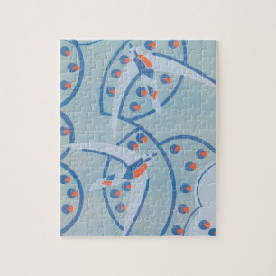 Vintag Art Deco Jazz Pochoir Vögel Tiermuster Puzzle