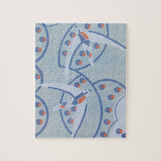 Vintag Art Deco Jazz Pochoir Vögel Tiermuster Puzzle (Vertikal)