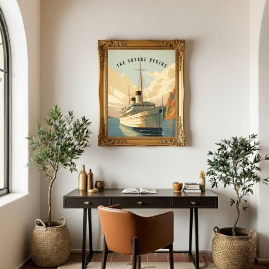 Vintag Art Deco Kreuzfahrtschiff Personalisiert Poster