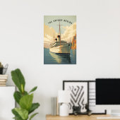 Vintag Art Deco Kreuzfahrtschiff Personalisiert Poster (Heimbüro)