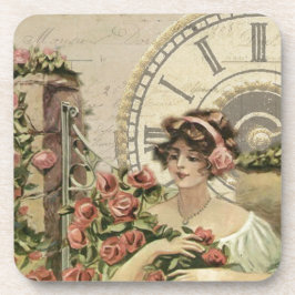 Vintag Art Deco Lady Blume Clock Design Untersetzer