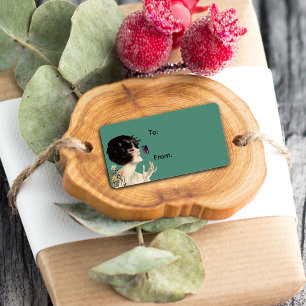 Vintag Art Deco Lady Butterfly Hübsche Blume Adressaufkleber