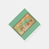 Vintag Art Deco Lady Green Golden Tree Serviette (Ecke)