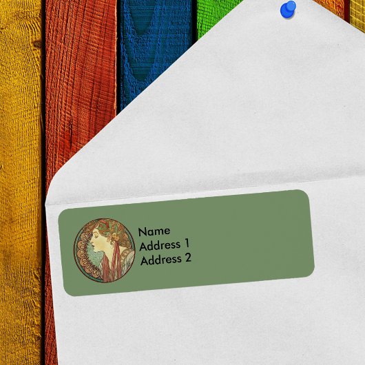 Vintag Art Deco Lady Green Mosaic Tiles Blätter