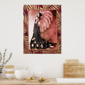 Vintag Art Deco Lady mit Fan Poster (Küche)
