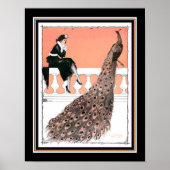 Vintag, Art Deco "Lady & Peacock" Poster (Vorne)