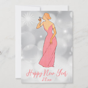 Vintag Art Deco Lady Silvester Party Einladung