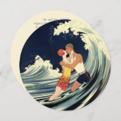 Vintag Art Deco Liebhaber von Kuss, Einladung zur  (Vorne/Hinten)