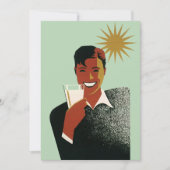 Vintag Art Deco Man, Summer Backyard GRILLEN Einladung (Vorderseite)