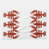 Vintag Art Deco Meeresfrüchte, Hummer in Rot Geschirrtuch (Horizontal)