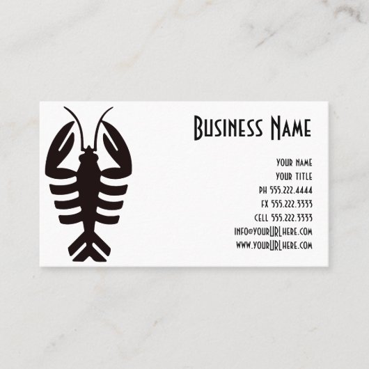 Vintag Art Deco Meeresfrüchte, Hummer Schwarz Visitenkarte (Vorderseite)