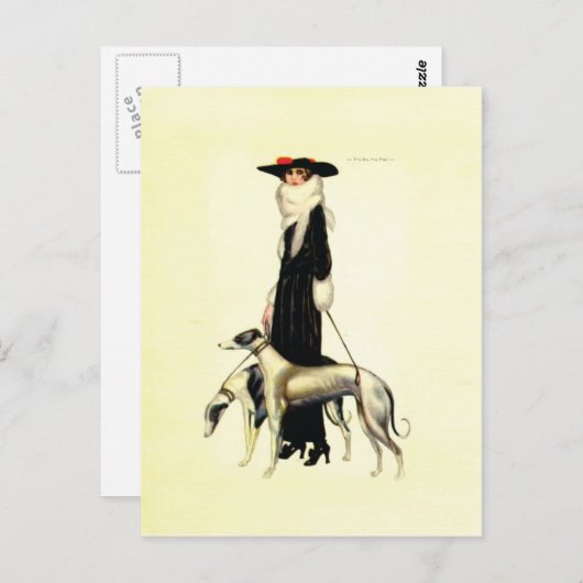 Vintag Art Deco Mode Postkarte (Vorne/Hinten)