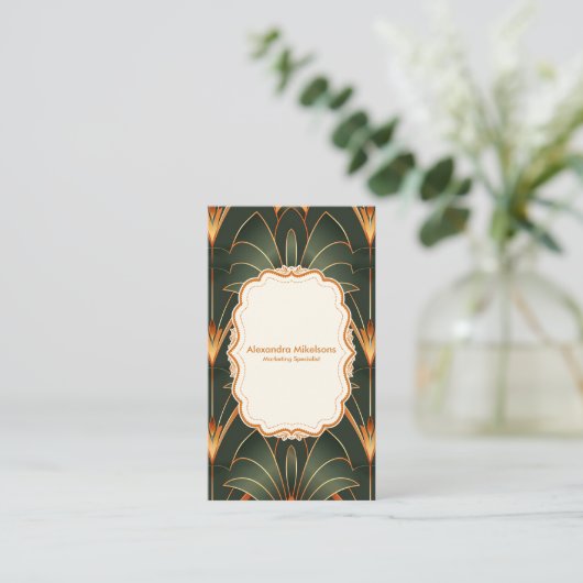 Vintag Art Deco Monogram Visitenkarte (Stehend Vorderseite)