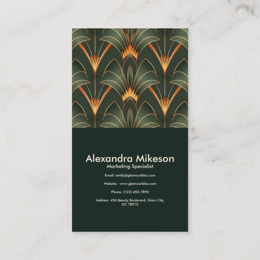 Vintag Art Deco Monogram Visitenkarte (Rückseite)