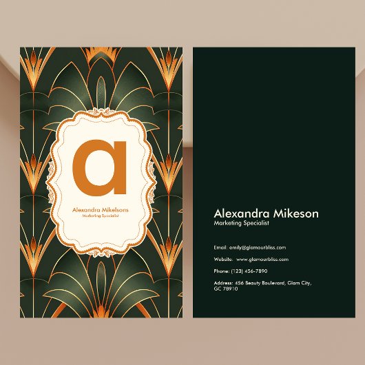 Vintag Art Deco Monogram Visitenkarte
